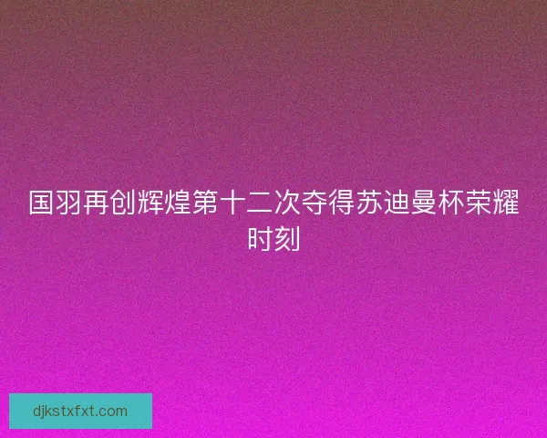 国羽再创辉煌第十二次夺得苏迪曼杯荣耀时刻