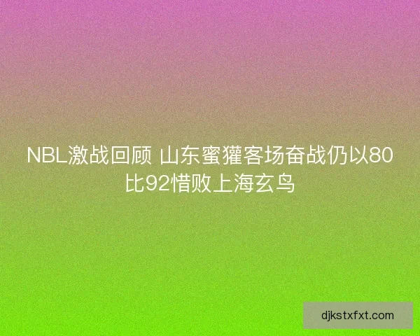 NBL激战回顾 山东蜜獾客场奋战仍以80比92惜败上海玄鸟 NBL激战回顾 山东蜜獾客场奋战仍以80比92惜败上海玄鸟
